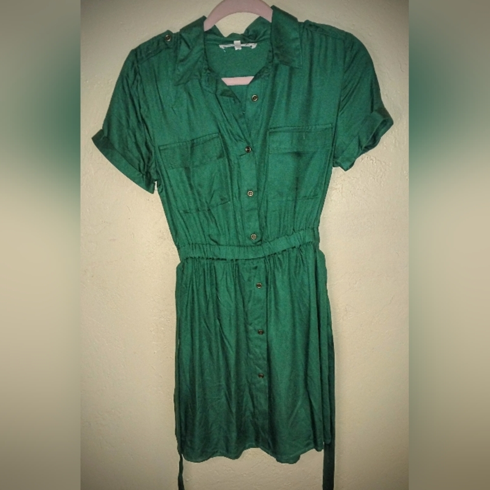 Hint Of Blush - Green Button-Up Women's Dress